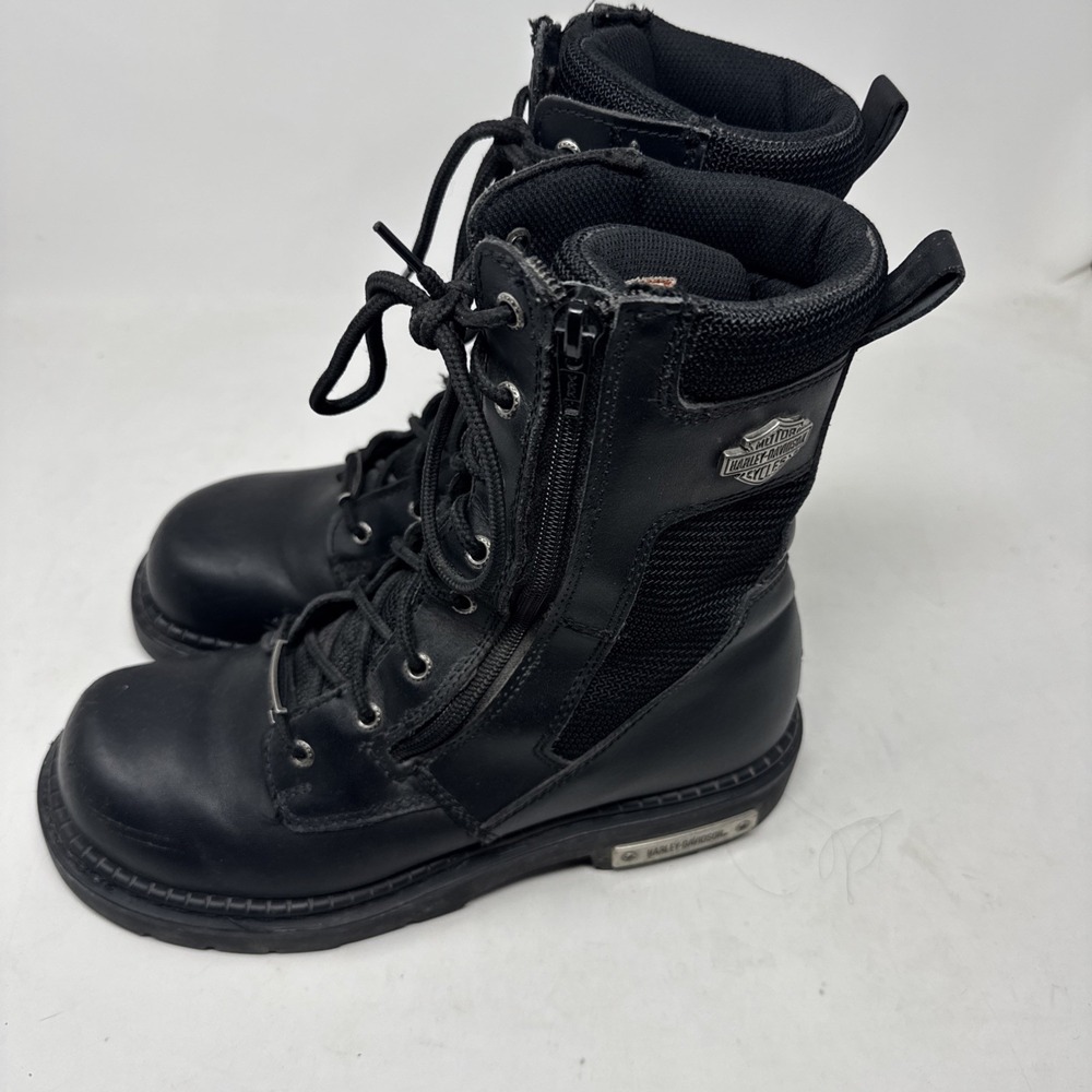Harley-Davidson Black Leather Zippered Boots Size 9 Model 91542